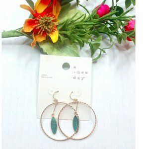 Semi-Precious Stone Aventurine Malachite Dangle Drop Hoop Earrings Green…